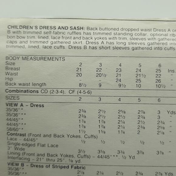 Vintage McCall's Sewing Pattern 3343 Little Girl's Dress & Sash Size 4-5-6 - Picture 4 of 5